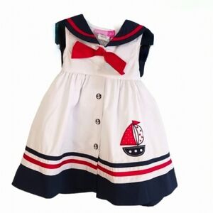 Good Lad White Navy Red Sailboat Nautical Dress